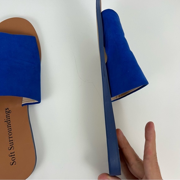 Soft Surroundings Anytime Faux Suede Blue Slip On Sandals 6 - Picture 8 of 9